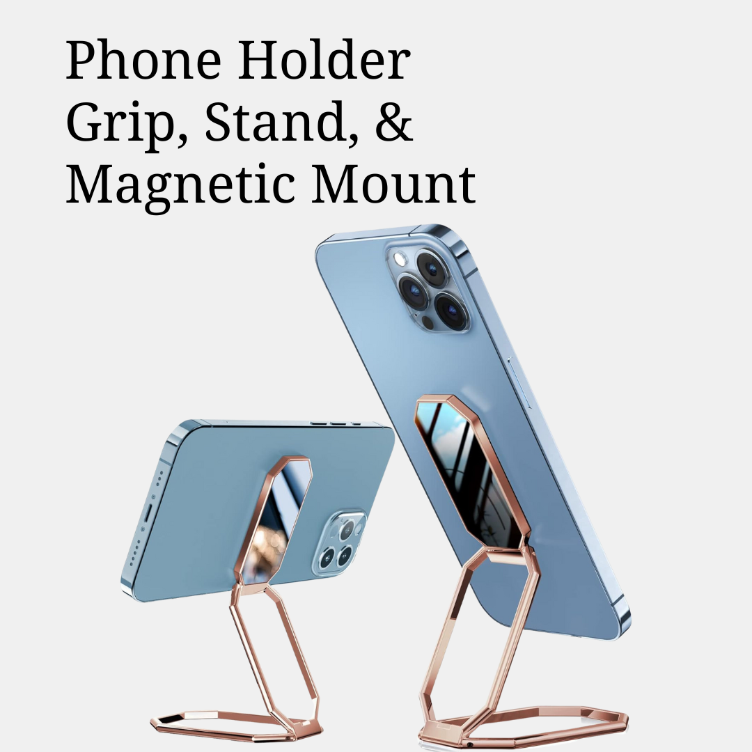 2-in-1 Phone Holder Ring & Kickstand: Grip, Stand, & Magnetic Mount (iPhone & A