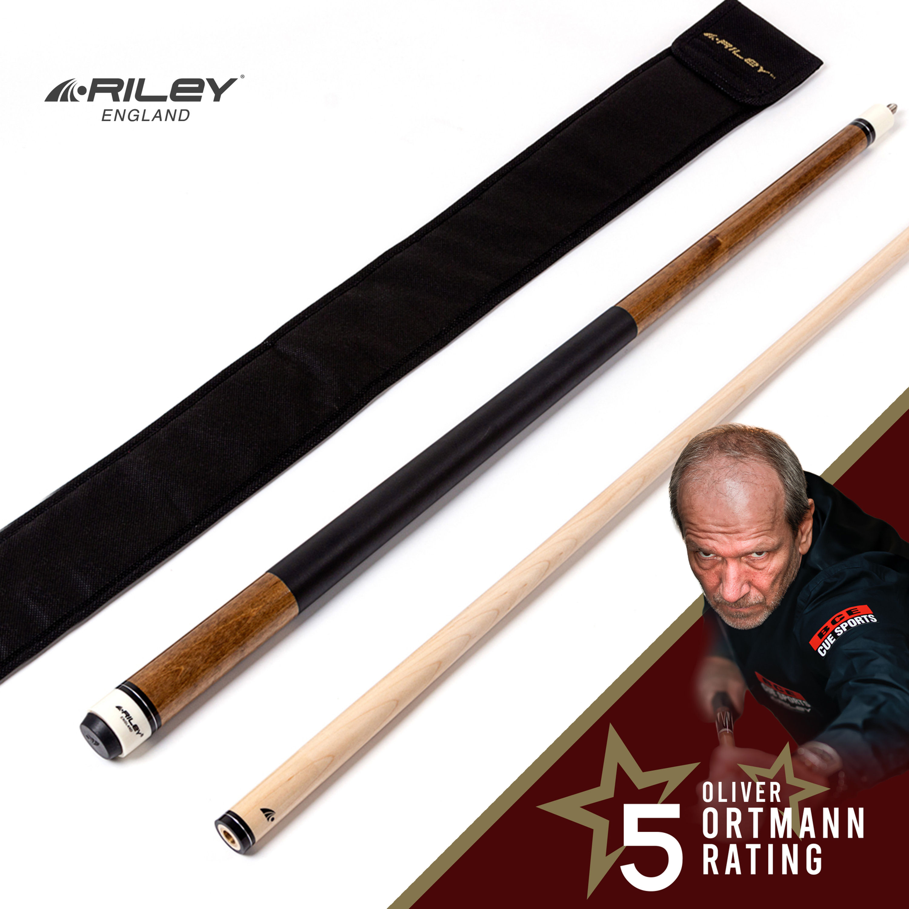 Riley American Pool Cue - 4 - 13mm Tip - Oliver Ortmann