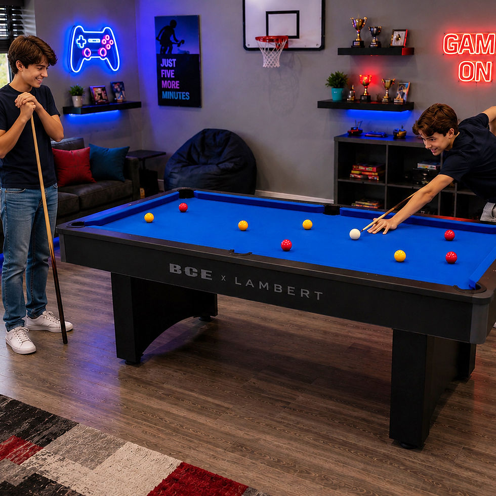 BCE x LAMBERT 6ft Static Leg Snooker/Pool Table - Black & Grey - Blue Cloth