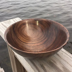 Walnut bowl turned with a simple form to show off this amazing wood