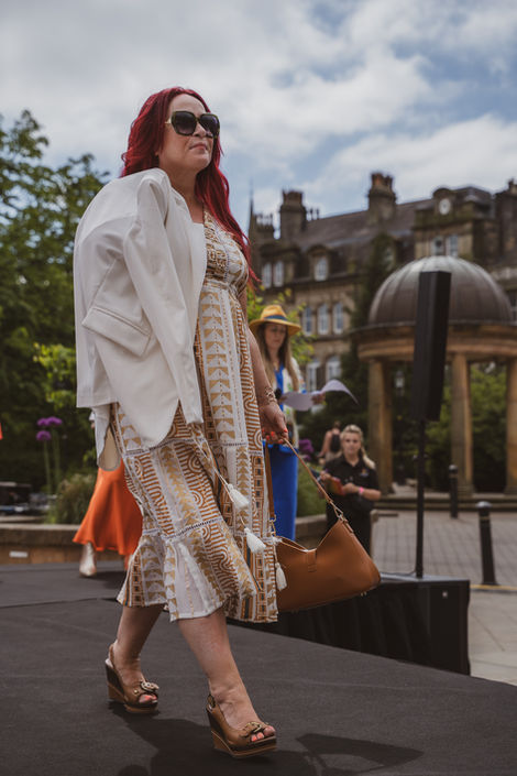 Debs Daitani wearing Best Kept Secret Smock Dress at Harrogate Celebration of Fashion 2025 | Photo Credit Eva B Digital