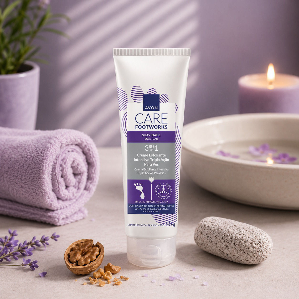 Creme Esfoliante para os pés Avon Care Footworks, 80g