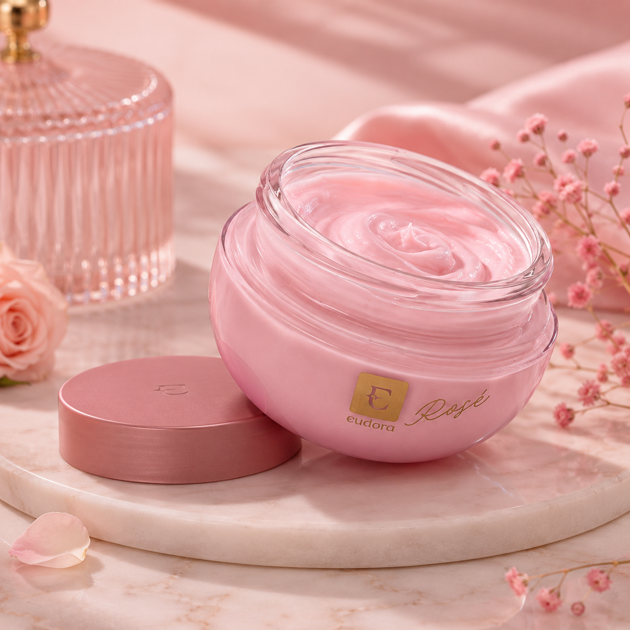 Creme Acetinado Hidratante Corporal Eudora Rosé, 250g
