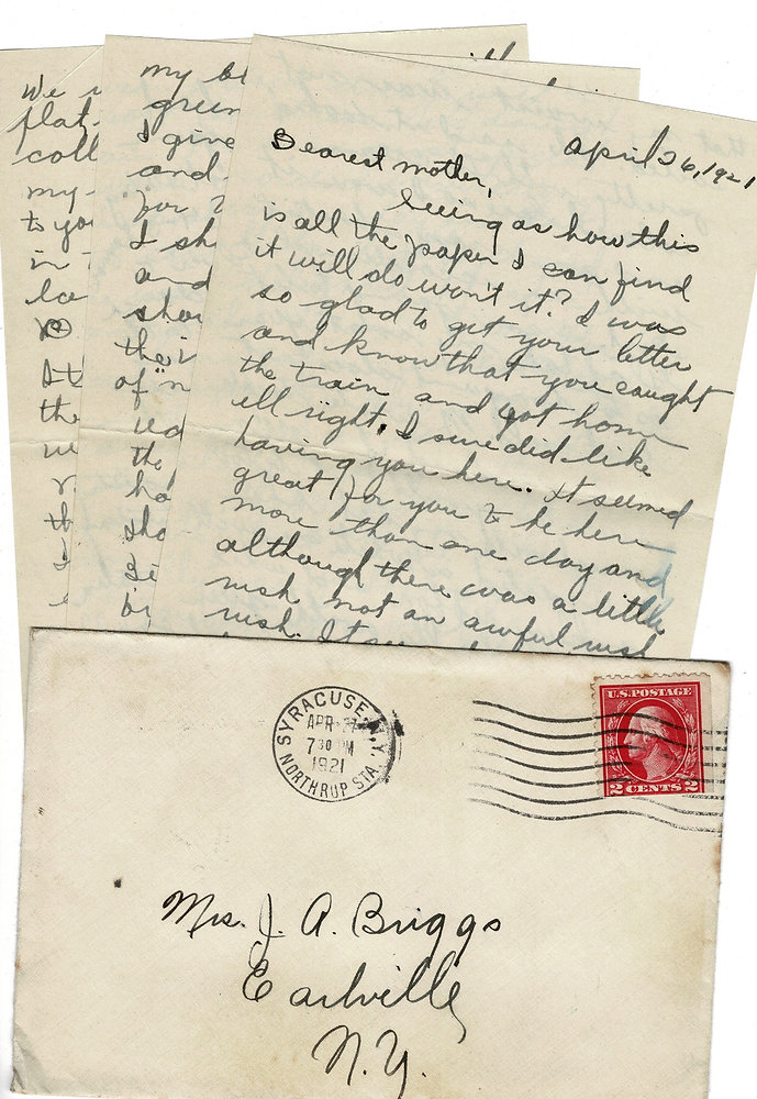 1st Women's Baseball Game at Syracuse! Betty Writes Home April 26, 1921