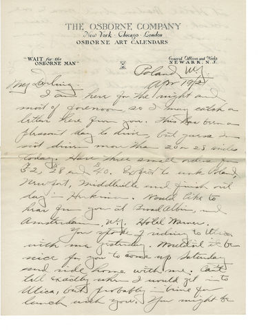 Wouldn’t it be nice for you to come up Saturday-John Writes Home-April 19, 1921