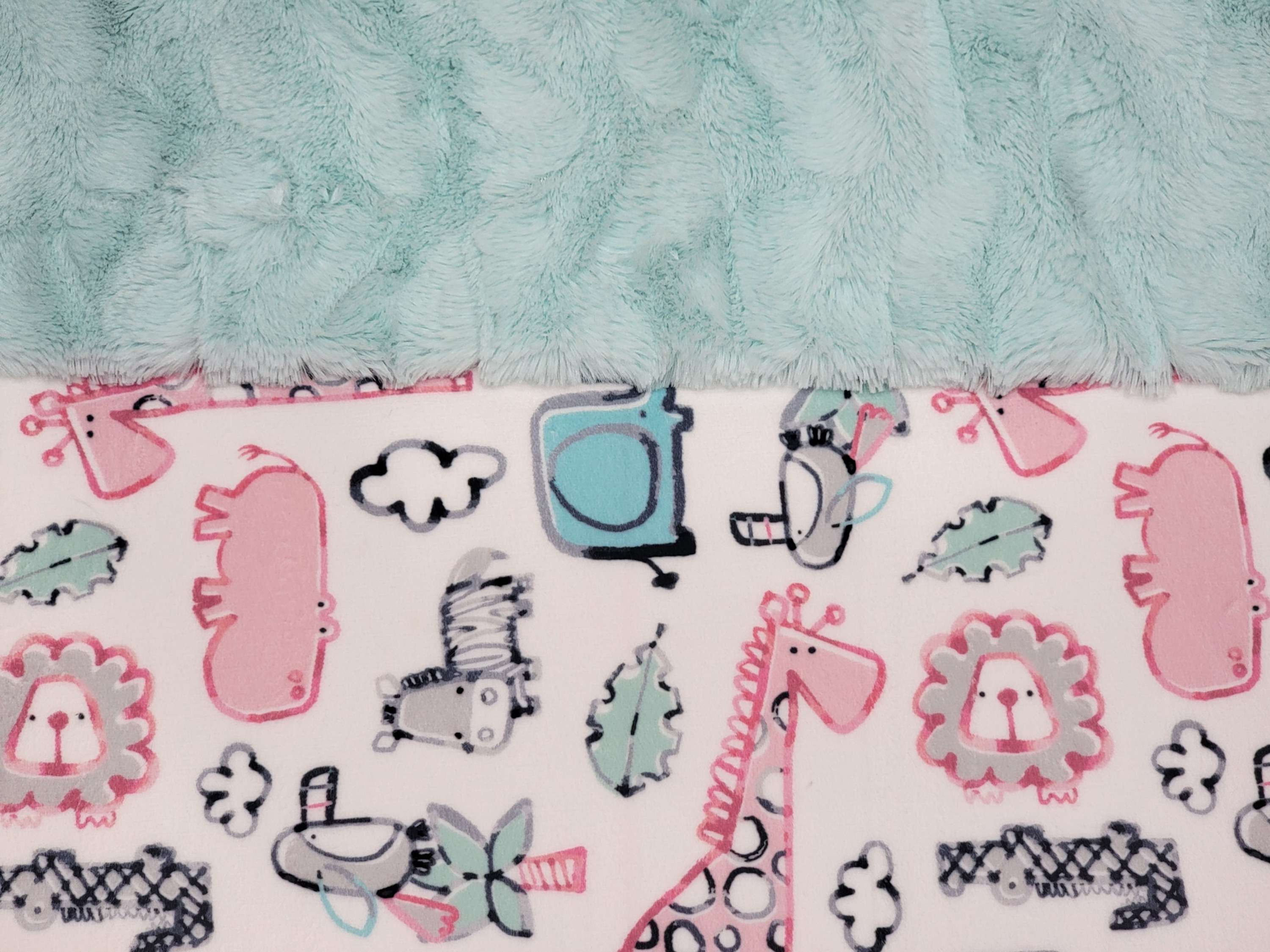 Safari Animals Pink/Mint Blanket