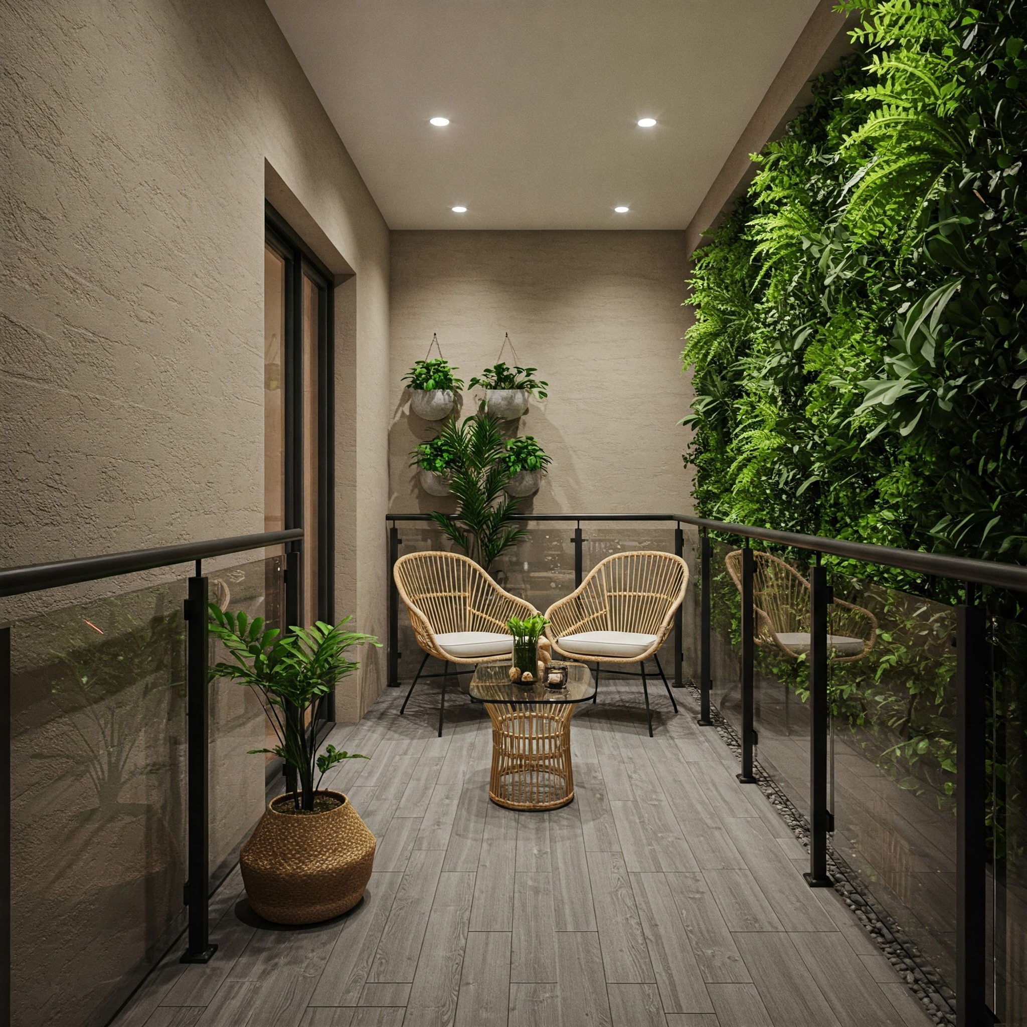 Contemporary Balcony Design with Textured Exterior Walls