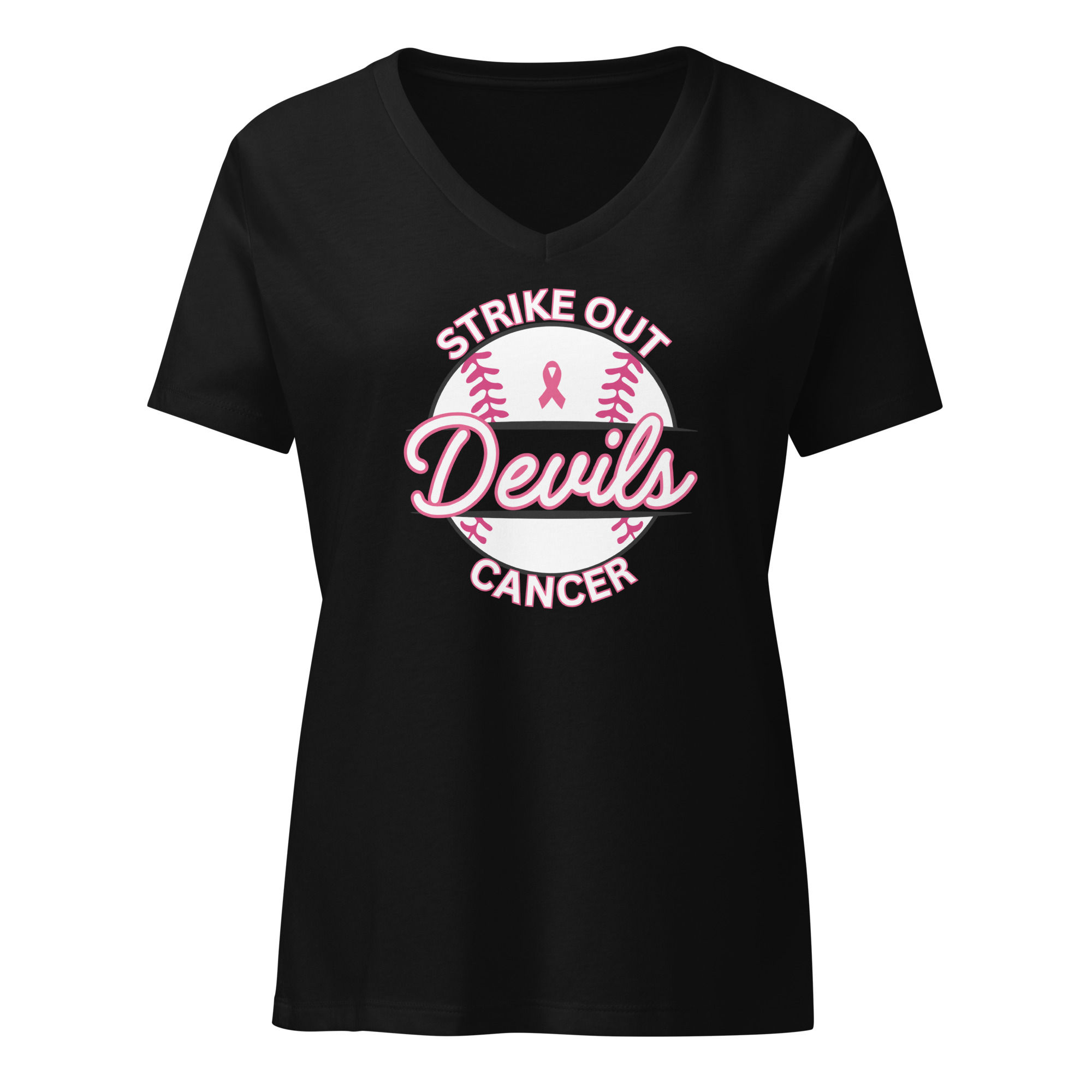 Women’s relaxed v-neck t-shirt - STRIKE OUT CANCER