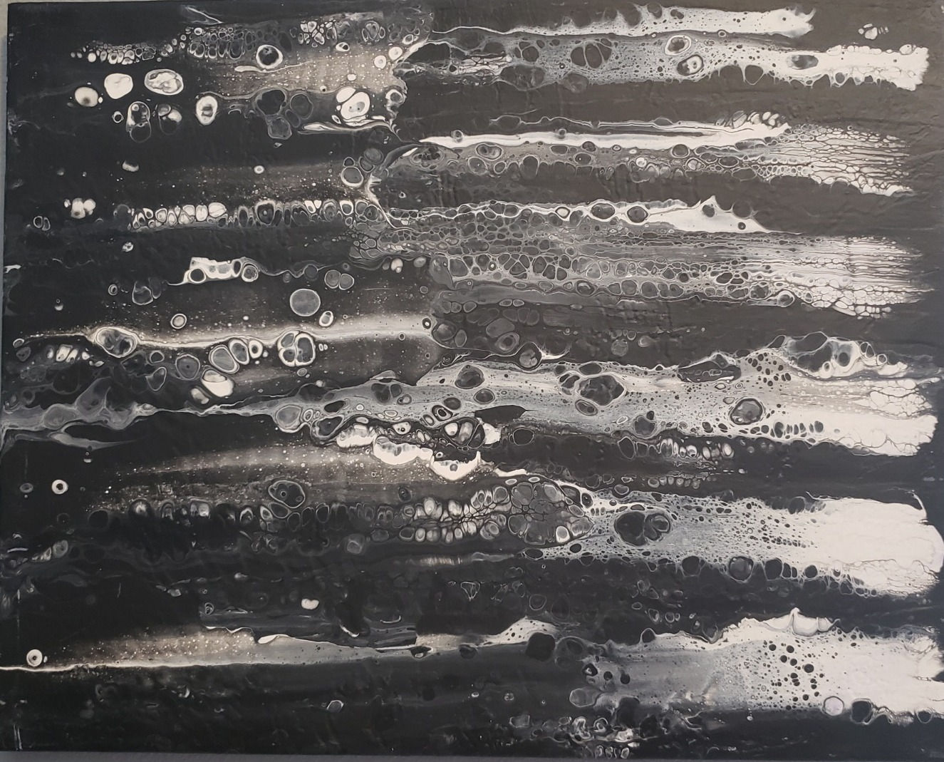 16 x 20 acrylic blk and wht painting