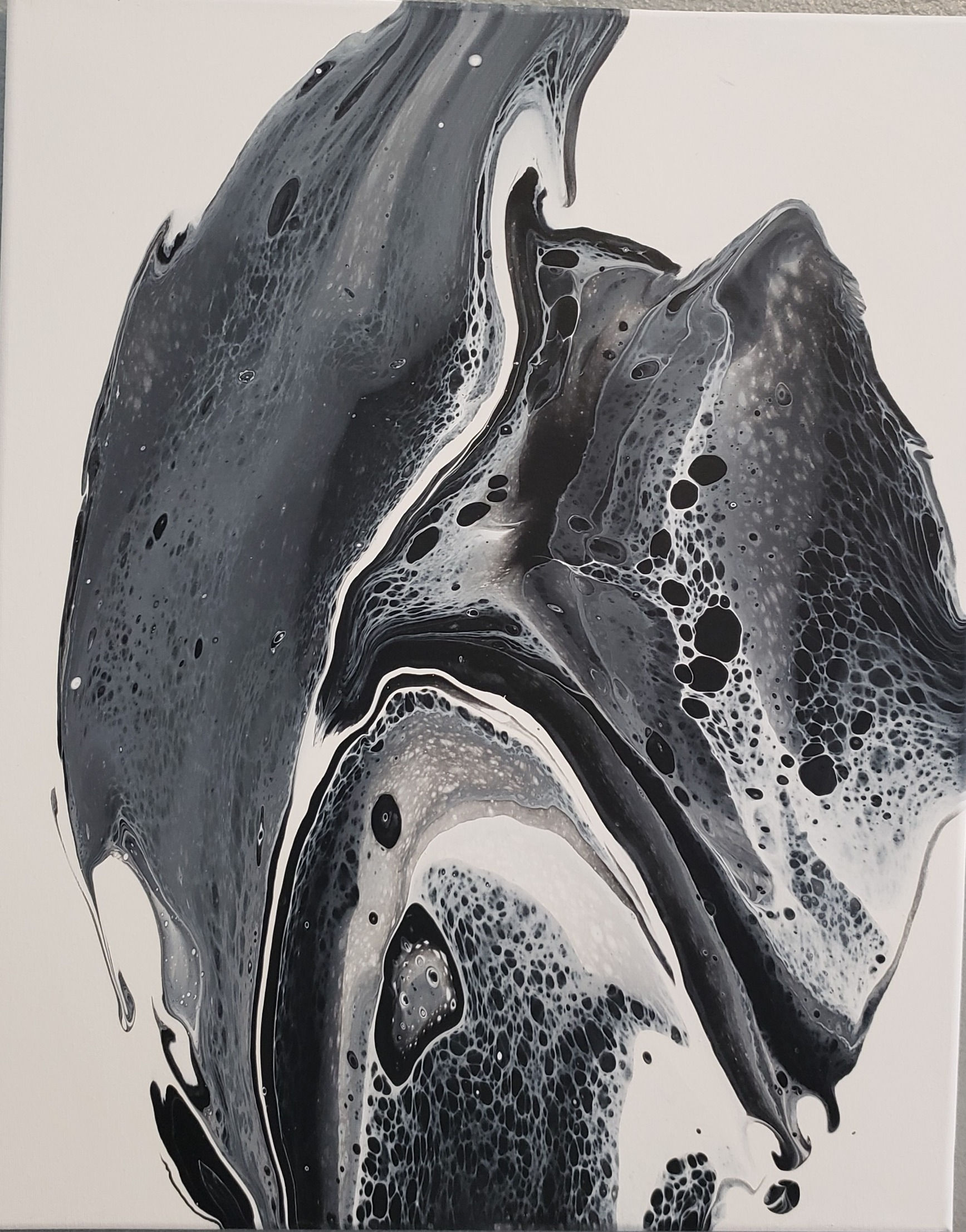 16 x 20 acrylic blk and wht painting