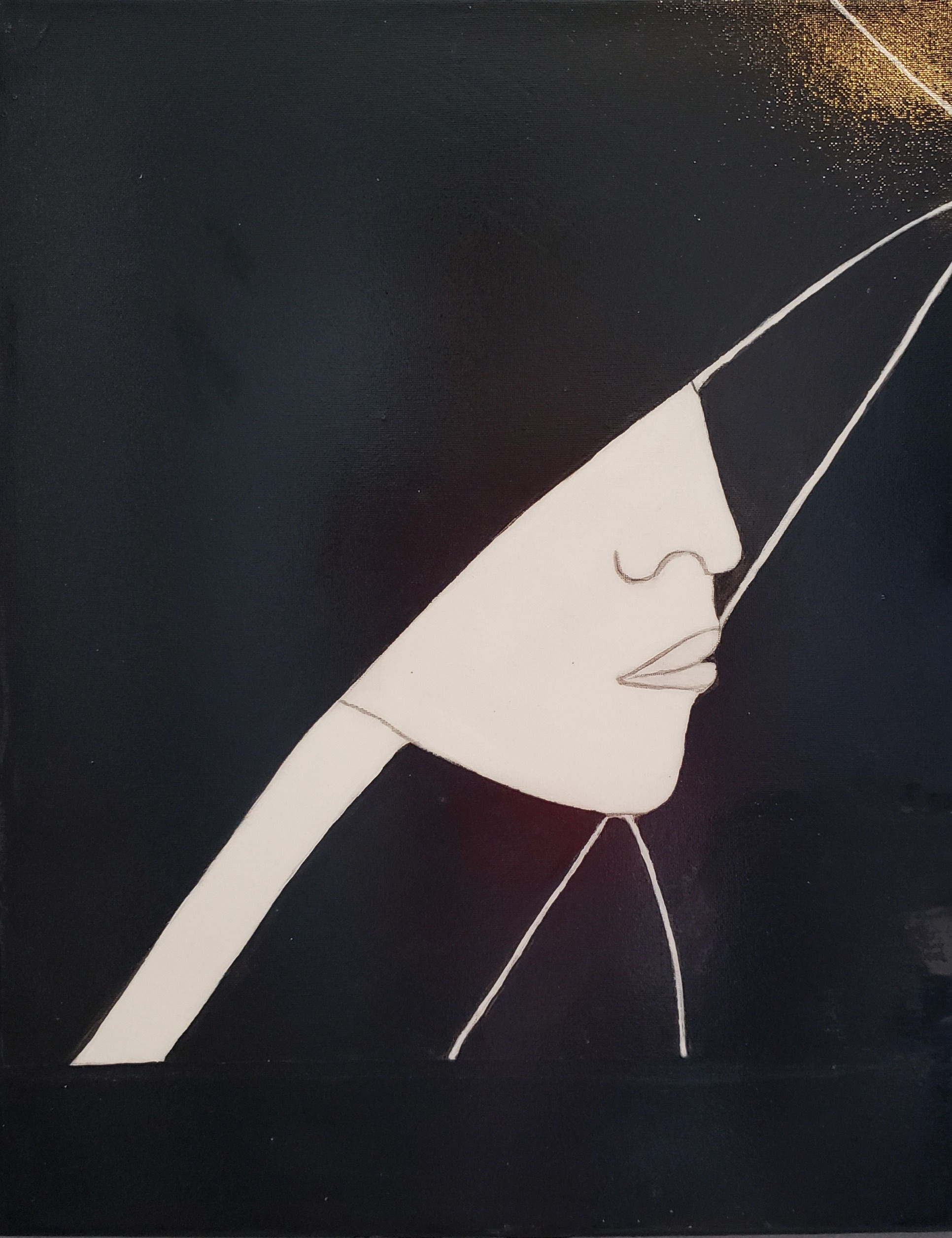 16 x 20 acrylic blk and wht sketched and painted