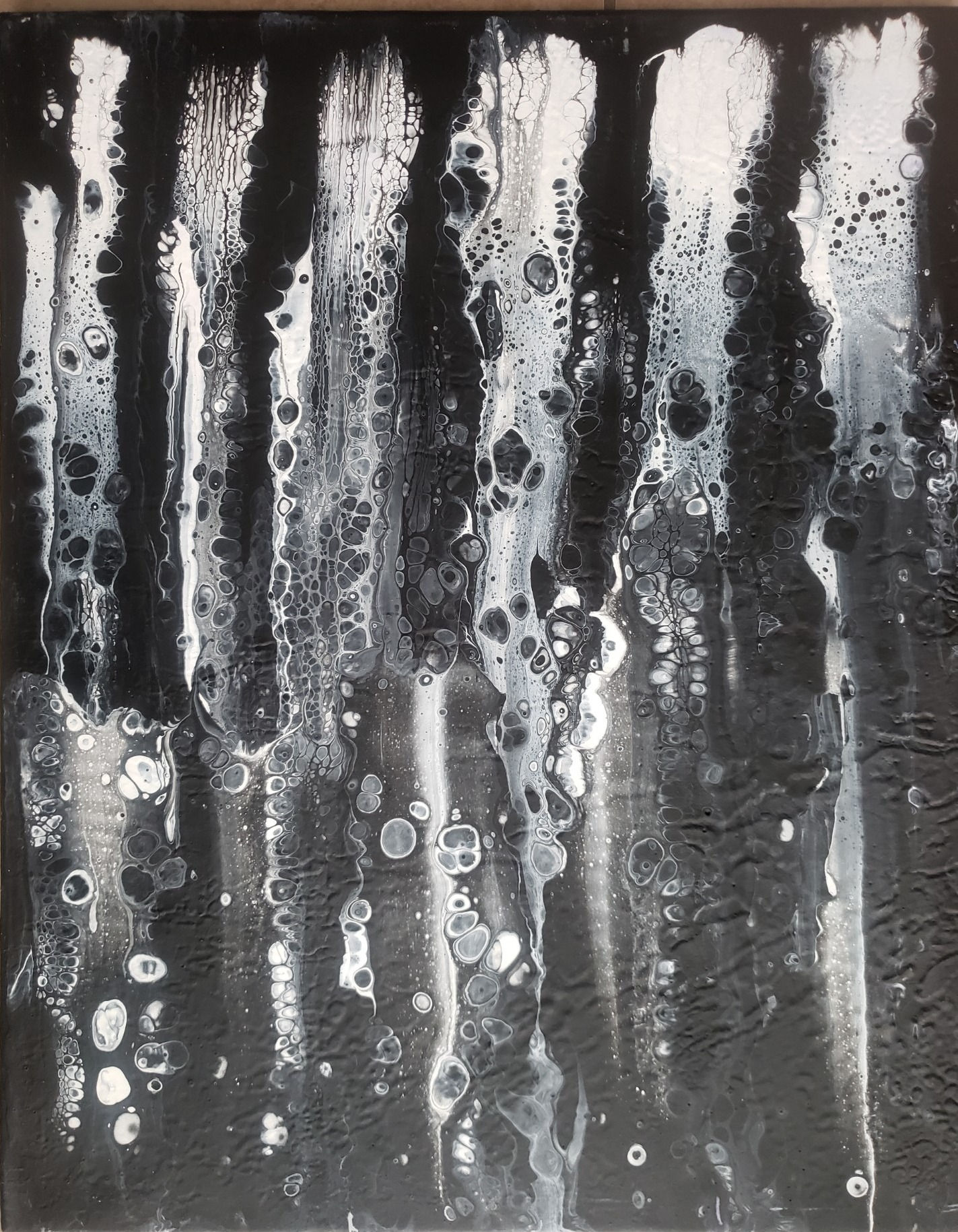 16 x 20 acrylic blk and wht painting