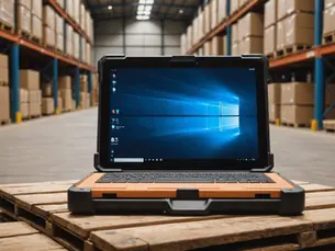 Rugged tablet computer in a warehouse setting