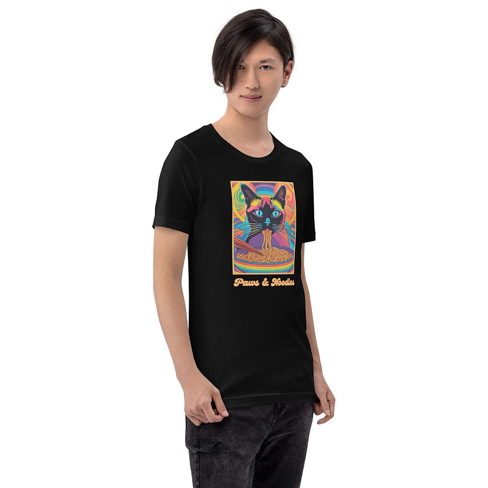 Thumbnail: Paws and Noodles Cat T-Shirt 🐾🍜😺