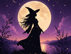 A Witch beneath the full moon