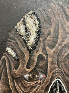 embroidery art, bead,  beading, embellish, applique, skull beads