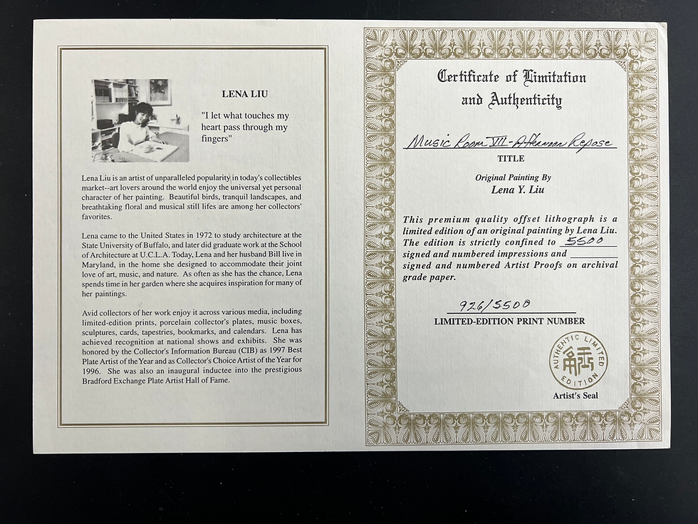 Thumbnail: Lena Liu: Music Room VII - Afternoon Repose Print | 926/5500 | Excellent