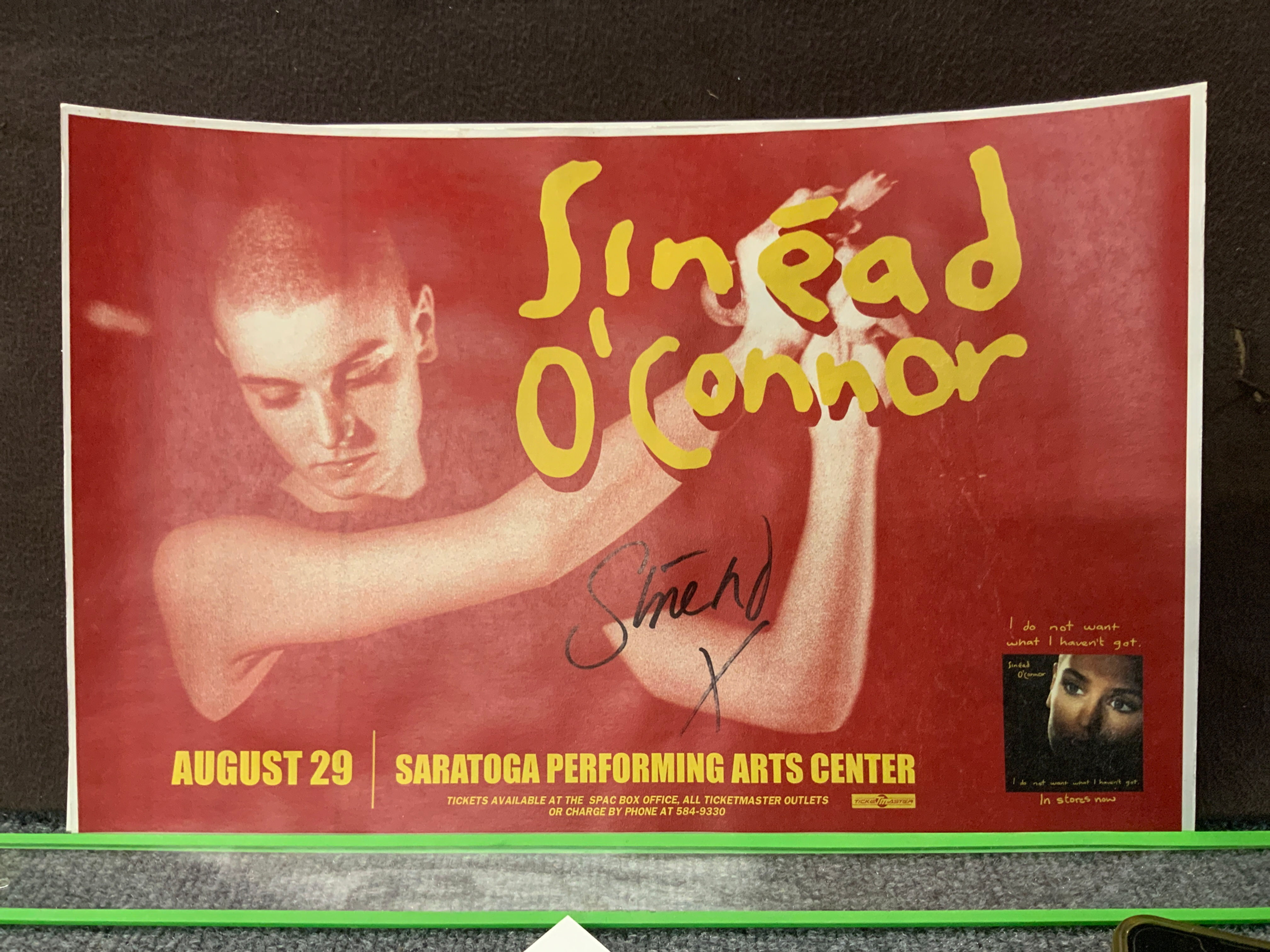 Sinead O’Connor Concert Poster, Signed, 1990