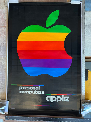 Vintage Apple Personal Computers Rainbow Logo Poster 1980 Mint