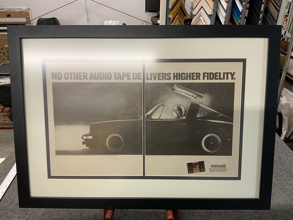 Framed Maxell Porsche Blown Away Vtg Lrg 2-Page Print Ad, MTO