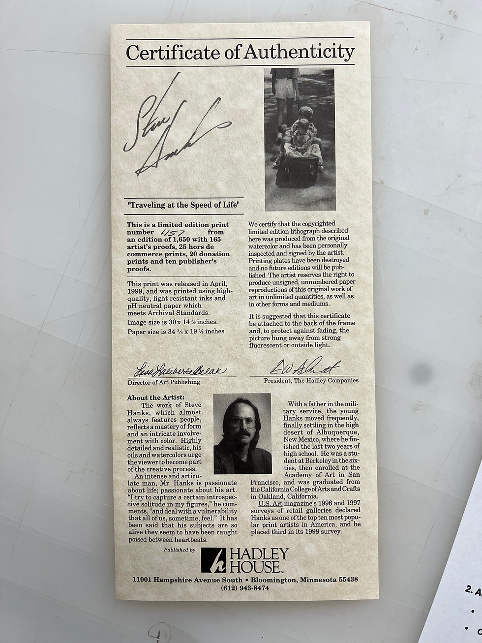 Thumbnail: Steve Hanks: Traveling at the Speed of Life Print | 1175/1650 | Mint Never Frame