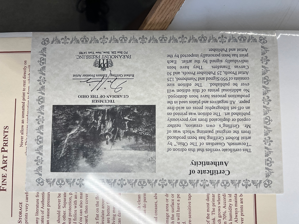 Thumbnail: Robert Griffing: Tecumseh Print | 864/950 | Near Mint Never Framed