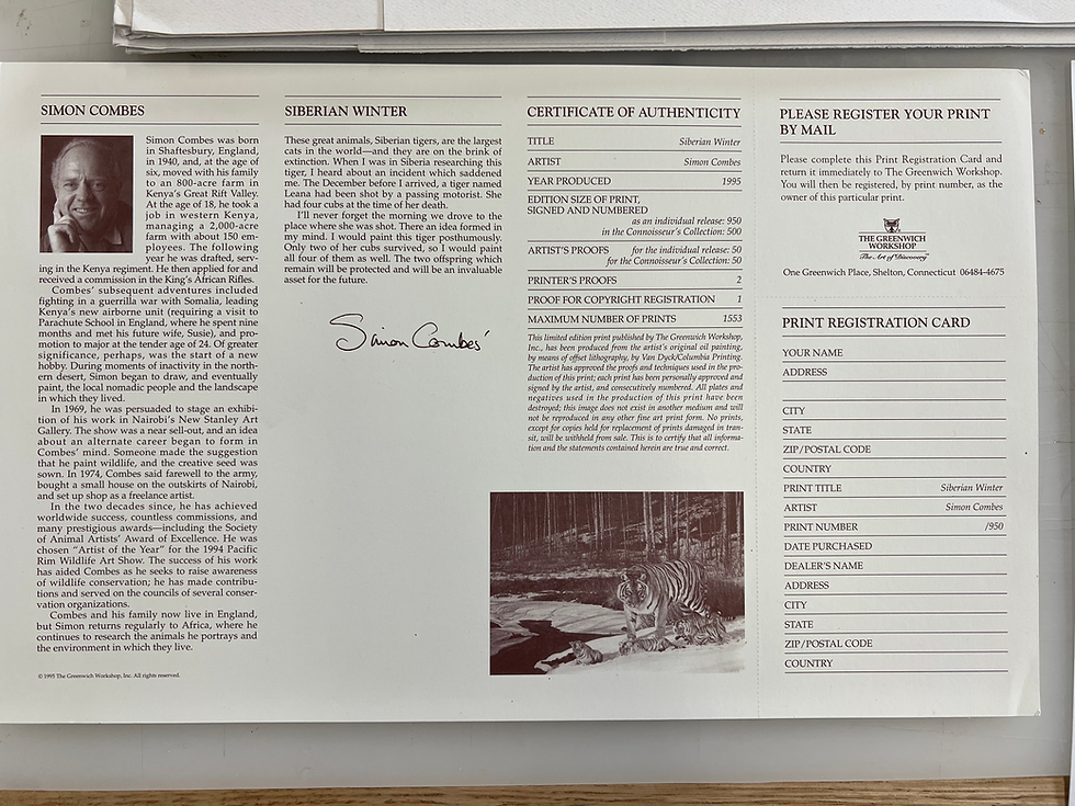 Thumbnail: Simon Combes: Siberian Winter Print | 145/950 | Mint Never Framed