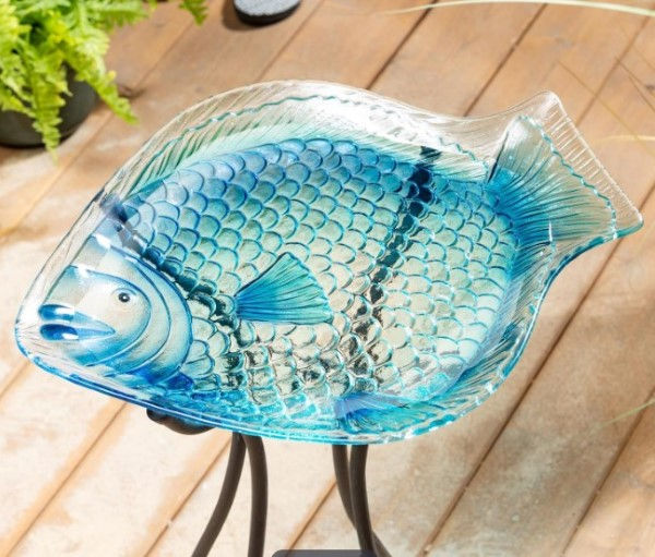 Evergreen Fish Glass Birdbath
