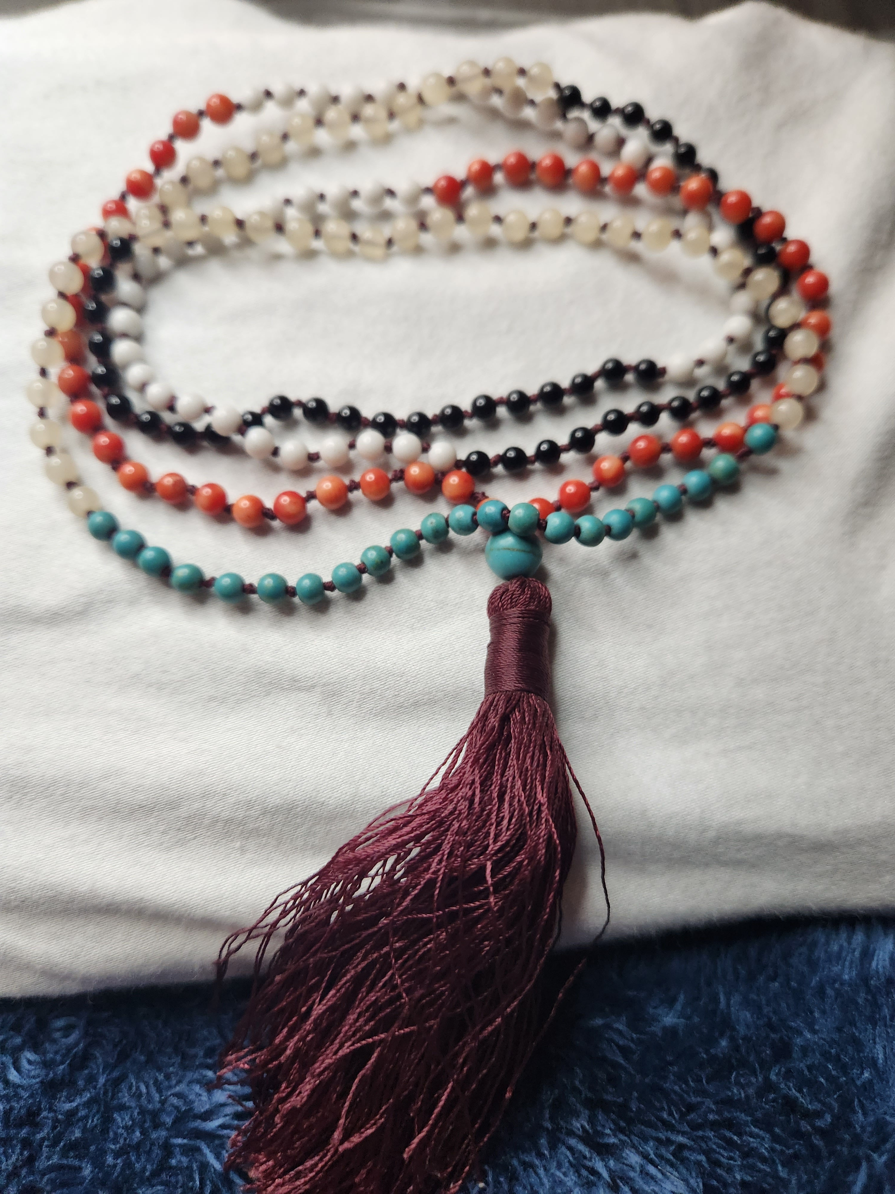 Coral & Turquoise Mala Necklace