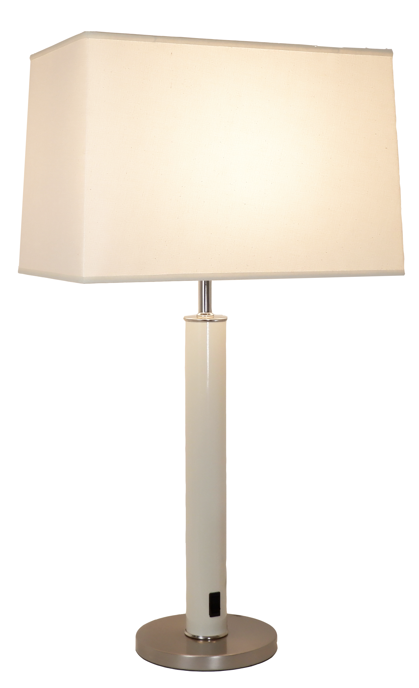 TriLam Rectangle Natural, Cream, Satin Nickel base, Nickel accents