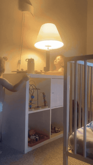 JES lamp in kid's bedroom — still standing