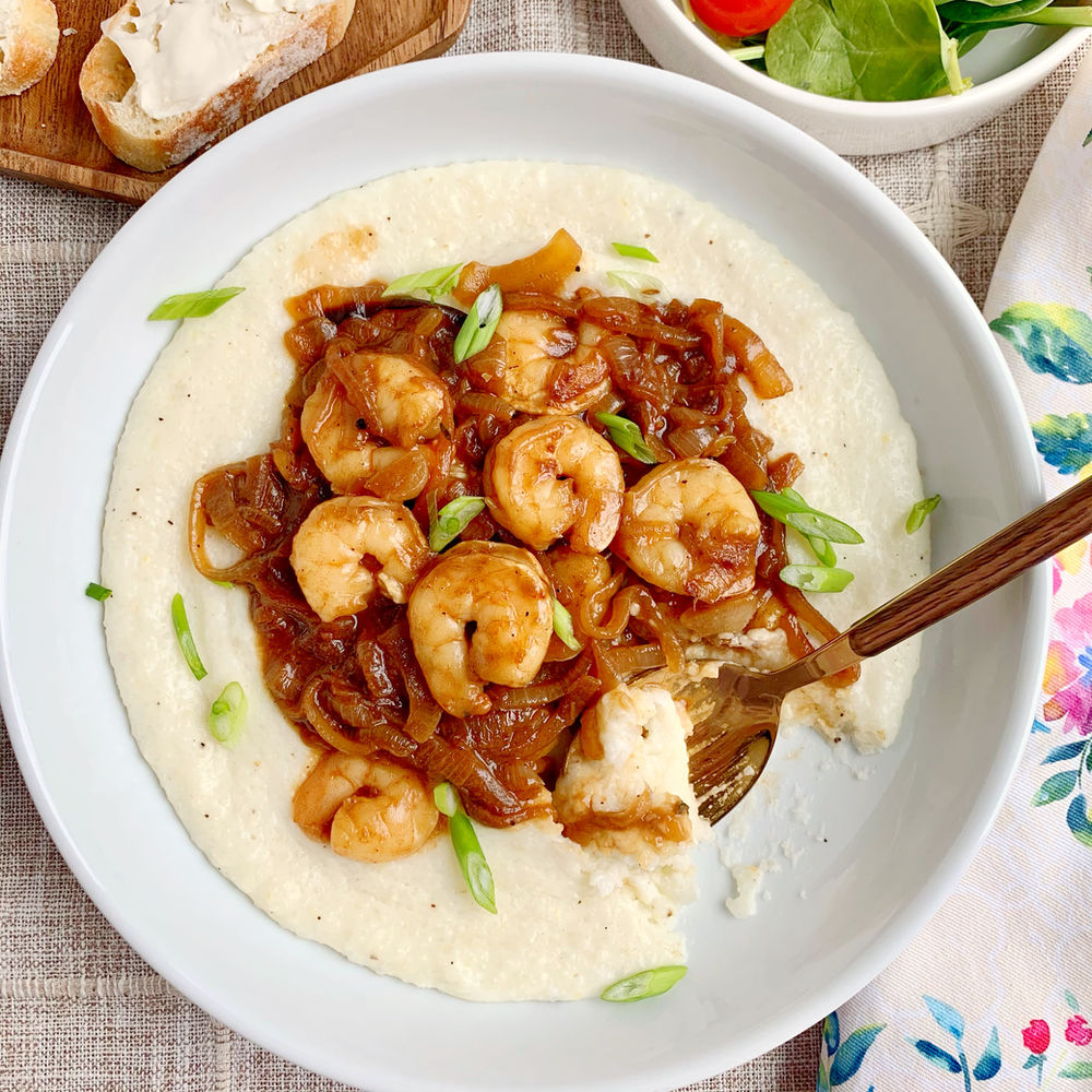 French Onion Shrimp and Grits