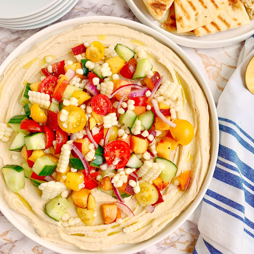 Creamy Hummus with Summer Salad