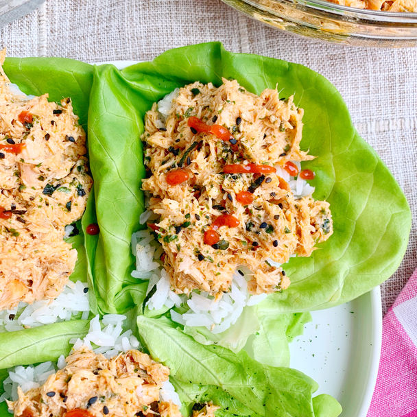 Spicy Salmon Lettuce Cups