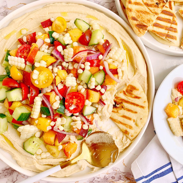 Creamy Hummus with Summer Salad