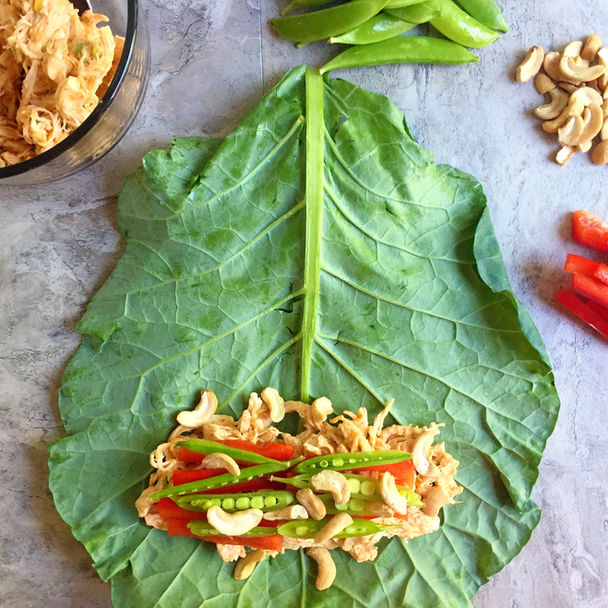 Thai Chicken Salad Collard Wrap