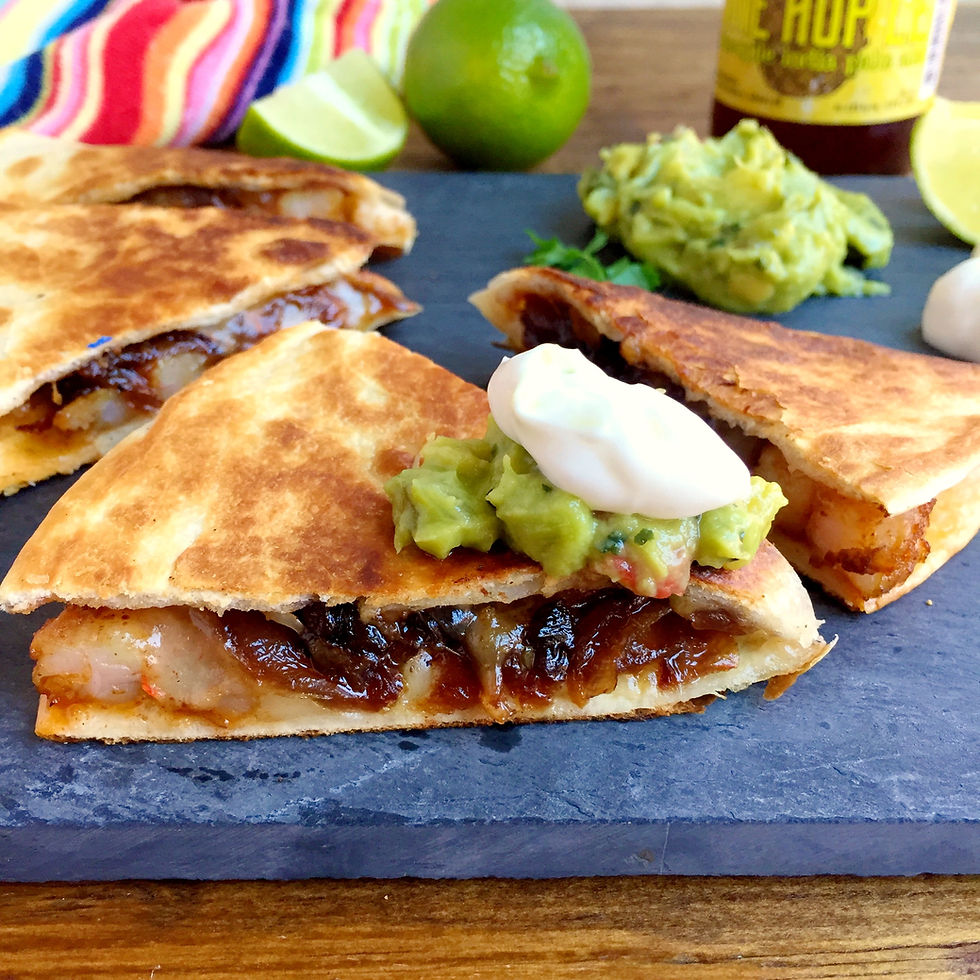 Shrimp and Caramelized Onion Quesadillas