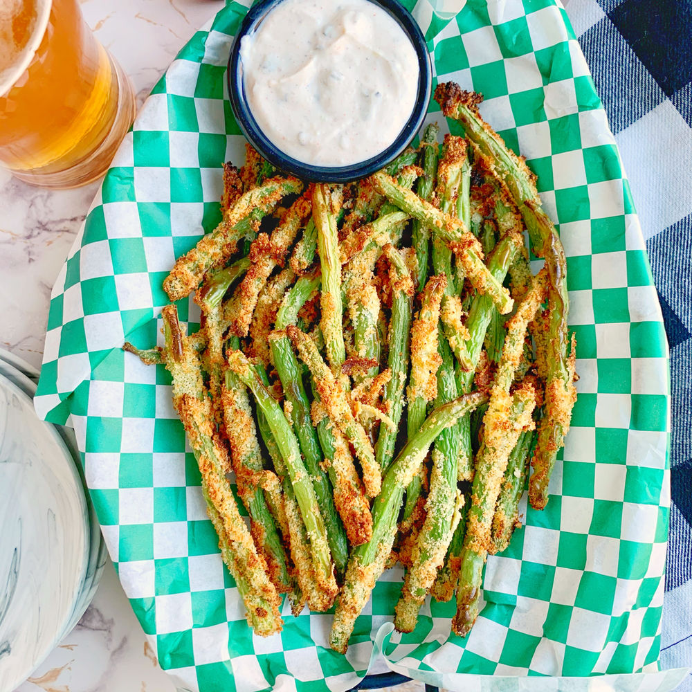 Air Fried Green Beans Fries with Wasabi Ranch Dip