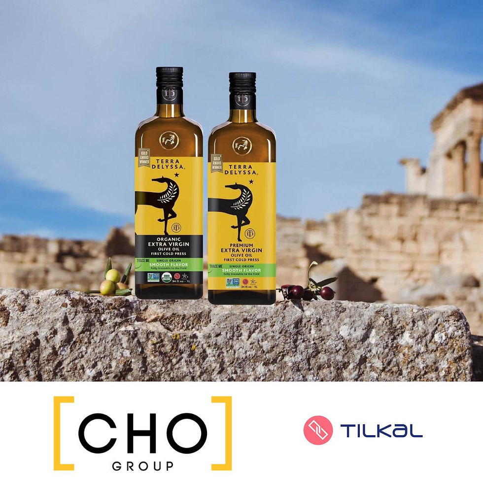 A visual of Terra Delyssa olive oil bottles