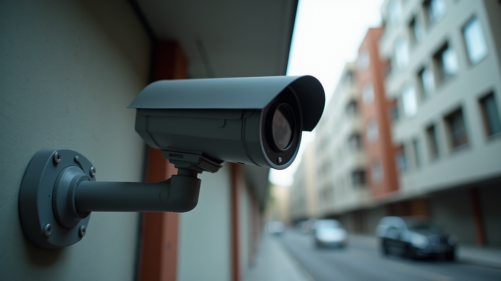 Vista de cámara de seguridad en un entorno urbano