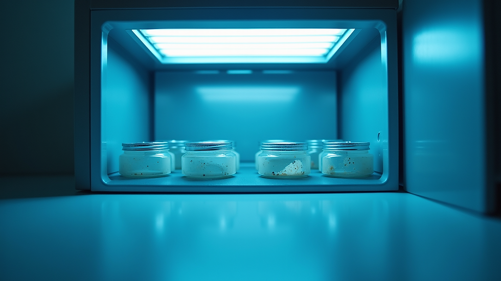 Eye-level view of a UV sterilizer device with tools inside