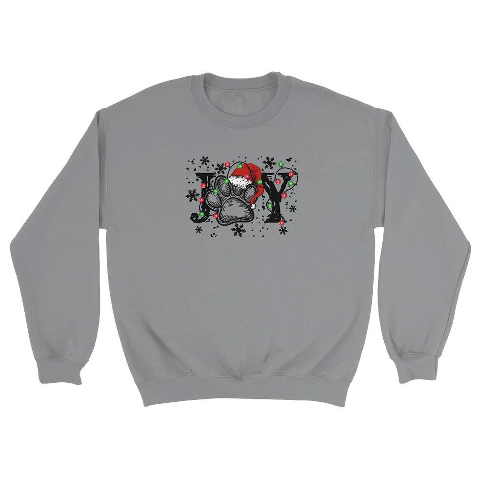Thumbnail: Joy with Dog Paw Christmas Unisex Crewneck Sweatshirt | Gildan® 18000