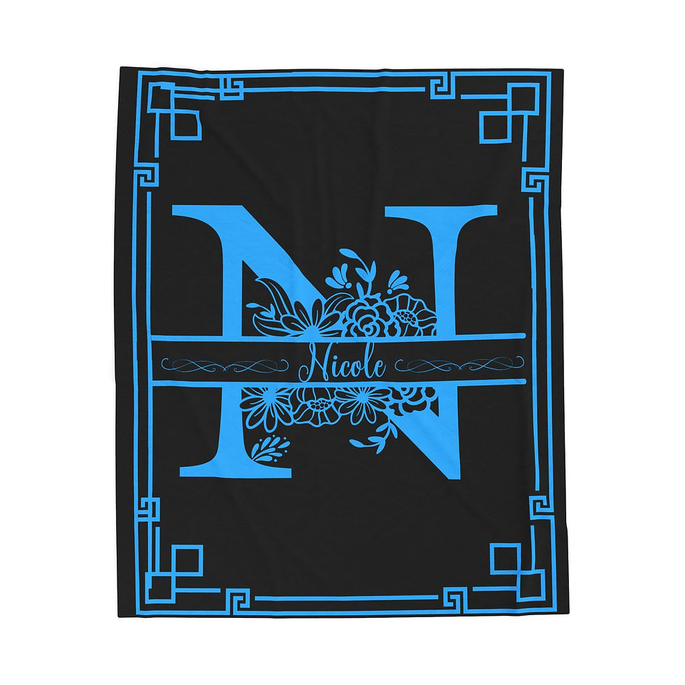 Thumbnail: Personalized Monogram Velveteen Plush Blanket Floral 'N' Initial Design