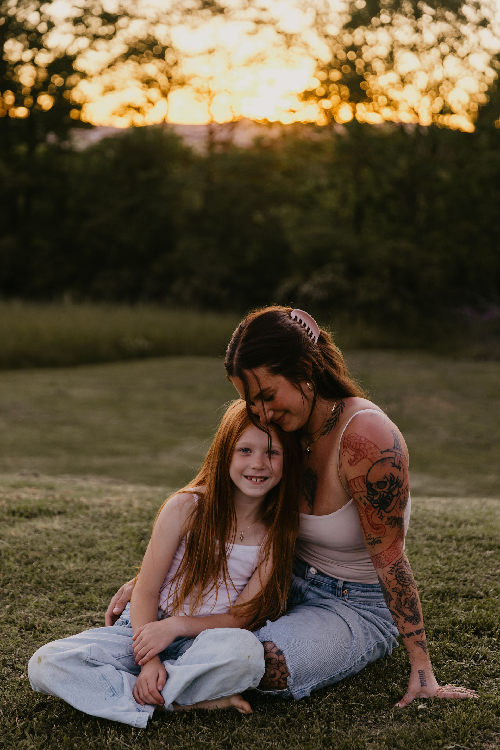 Mom and daughter sitting down during Williamsport PA portrait session