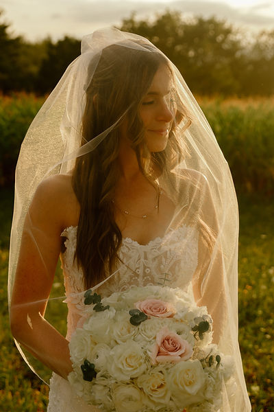 Bride's golden hour portrait during an elopement in New England