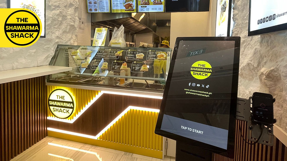 Self-service kiosk in a fast-food restaurant setting