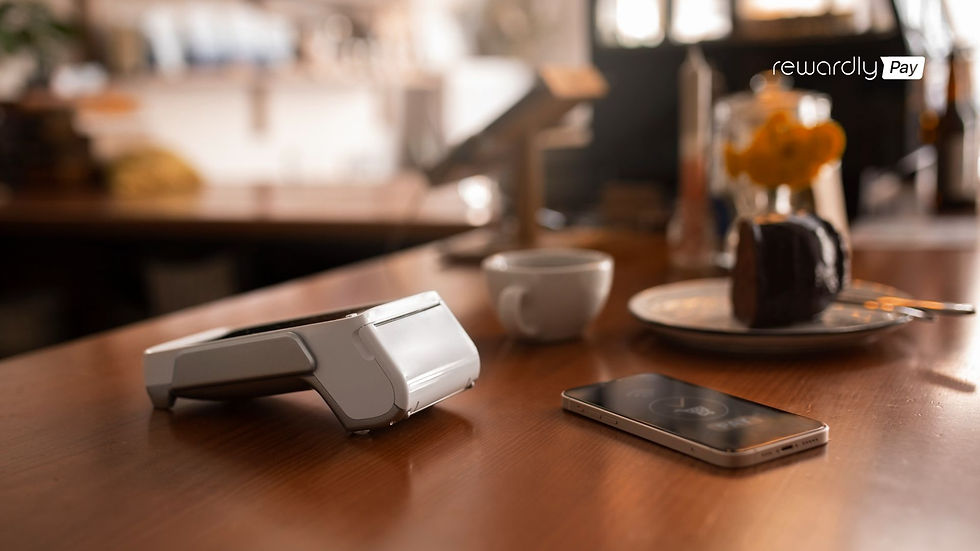 High angle view of a retail POS terminal with a card reader and receipt printer