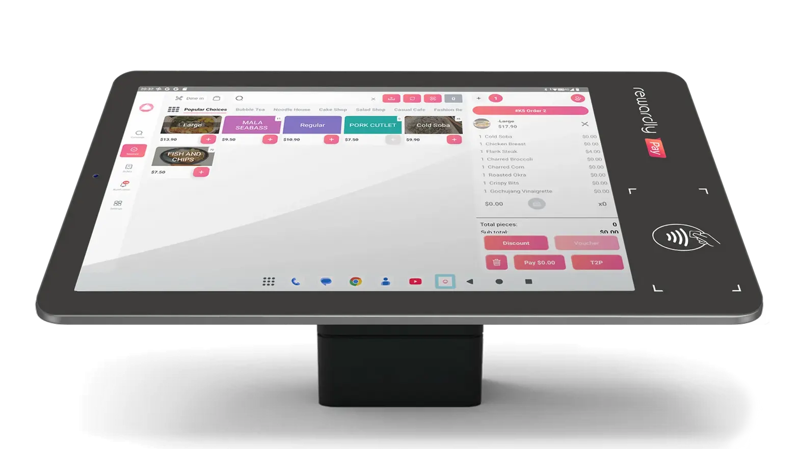 Rewardly POS system for quick service restaurant.