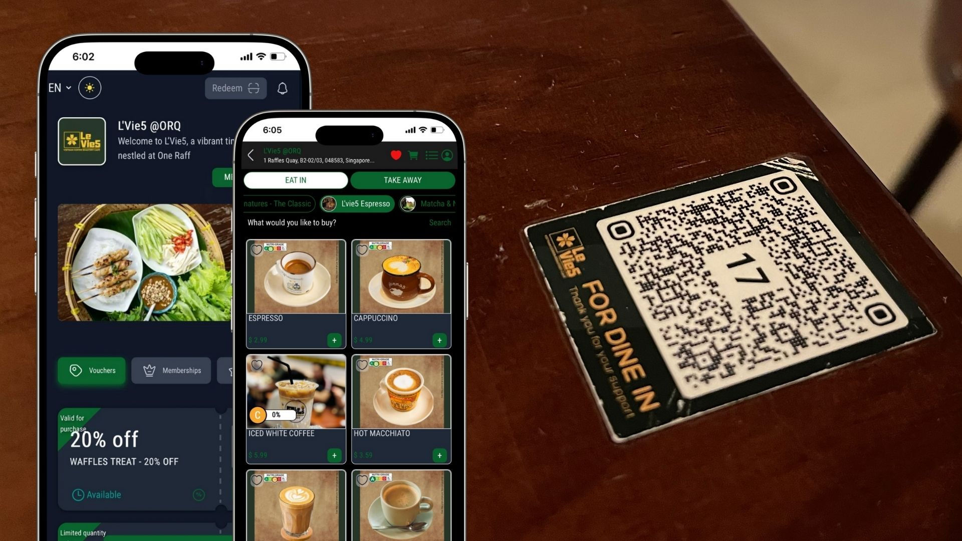 L'vie5 QR code ordering
