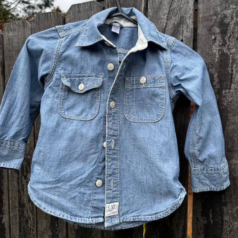 Thumbnail: Budgie (Green) Denim Shirt BabyGap3